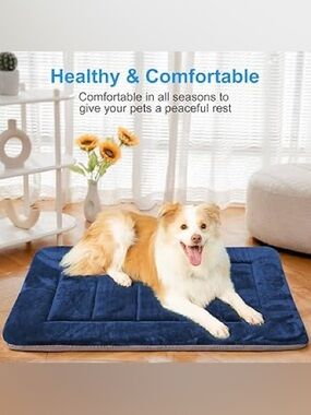 EUC Hero Dog Plush Crate Pad Blue 36”x23” (M)